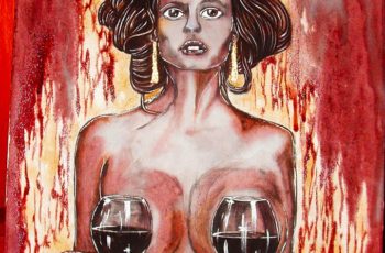 A arte enóica da wine-artist Arianna Greco da Puglia, Itália: uma excitante versão moderna do retrato de Dorian Grey